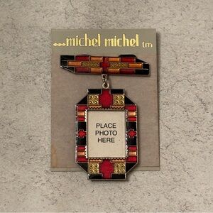🌸VTG michel michel Multicolor Photo Frame Brooch